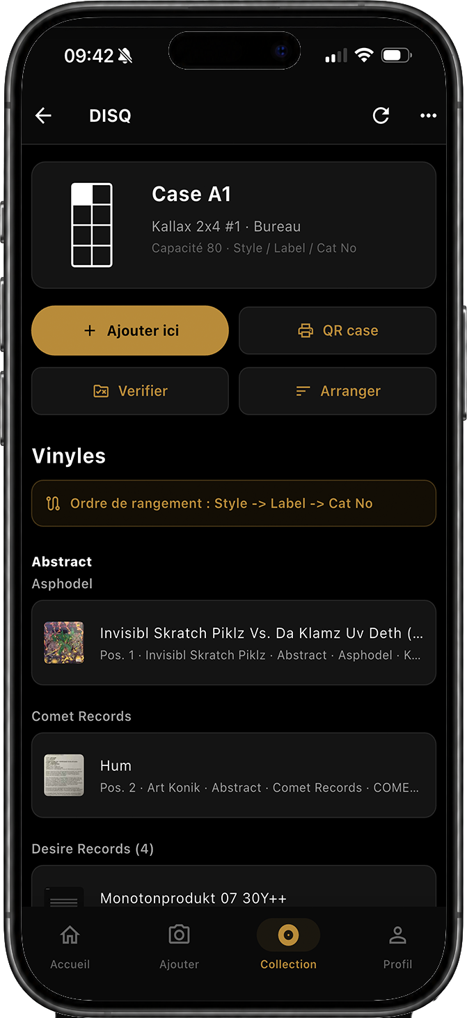 DISQ storage slot detail screen